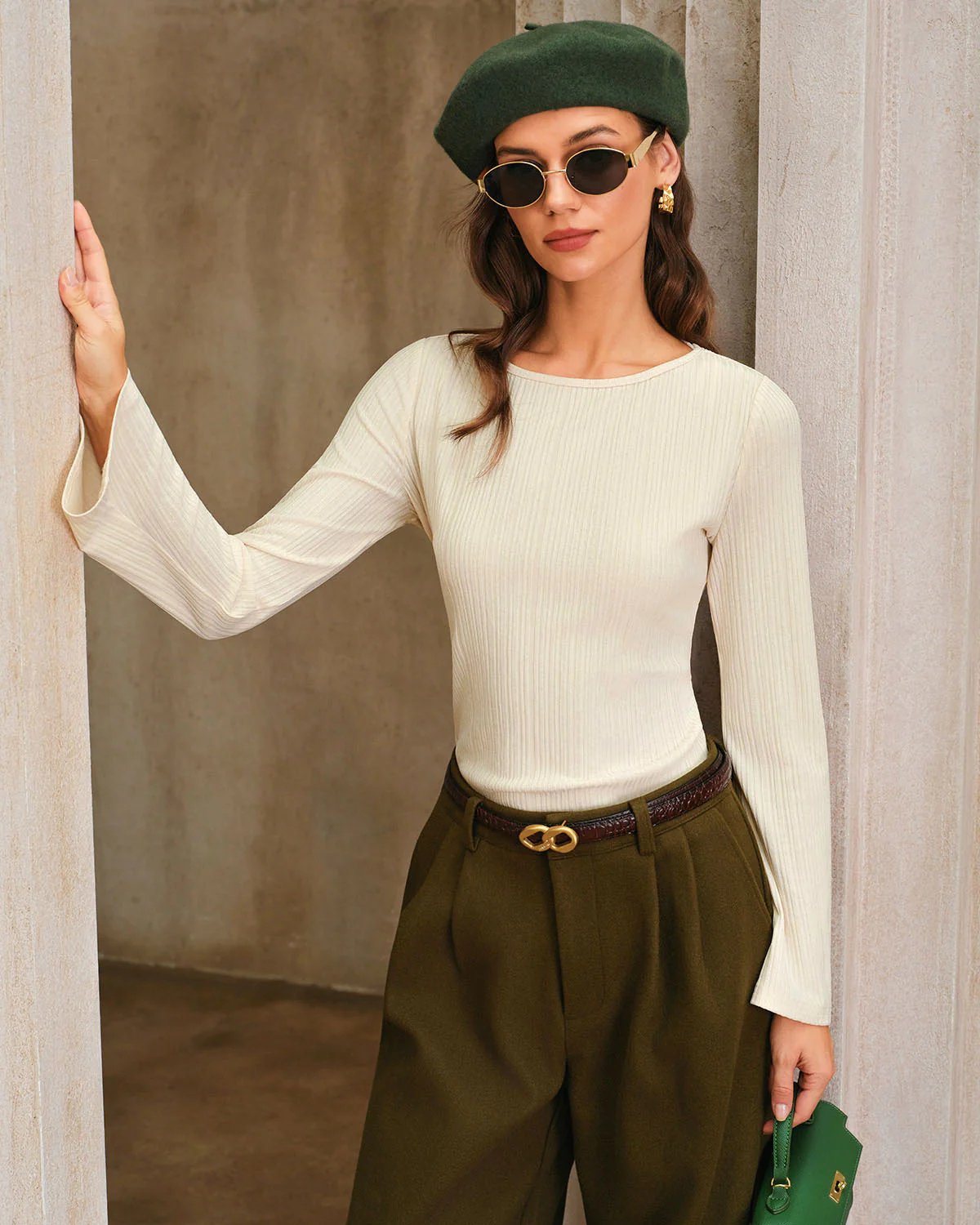 Apricot Backless Knit Tee - Image 4