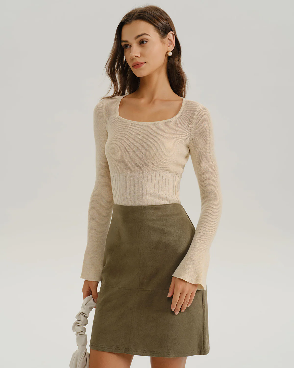 Apricot Bell Sleeve Knit Tee - Image 2