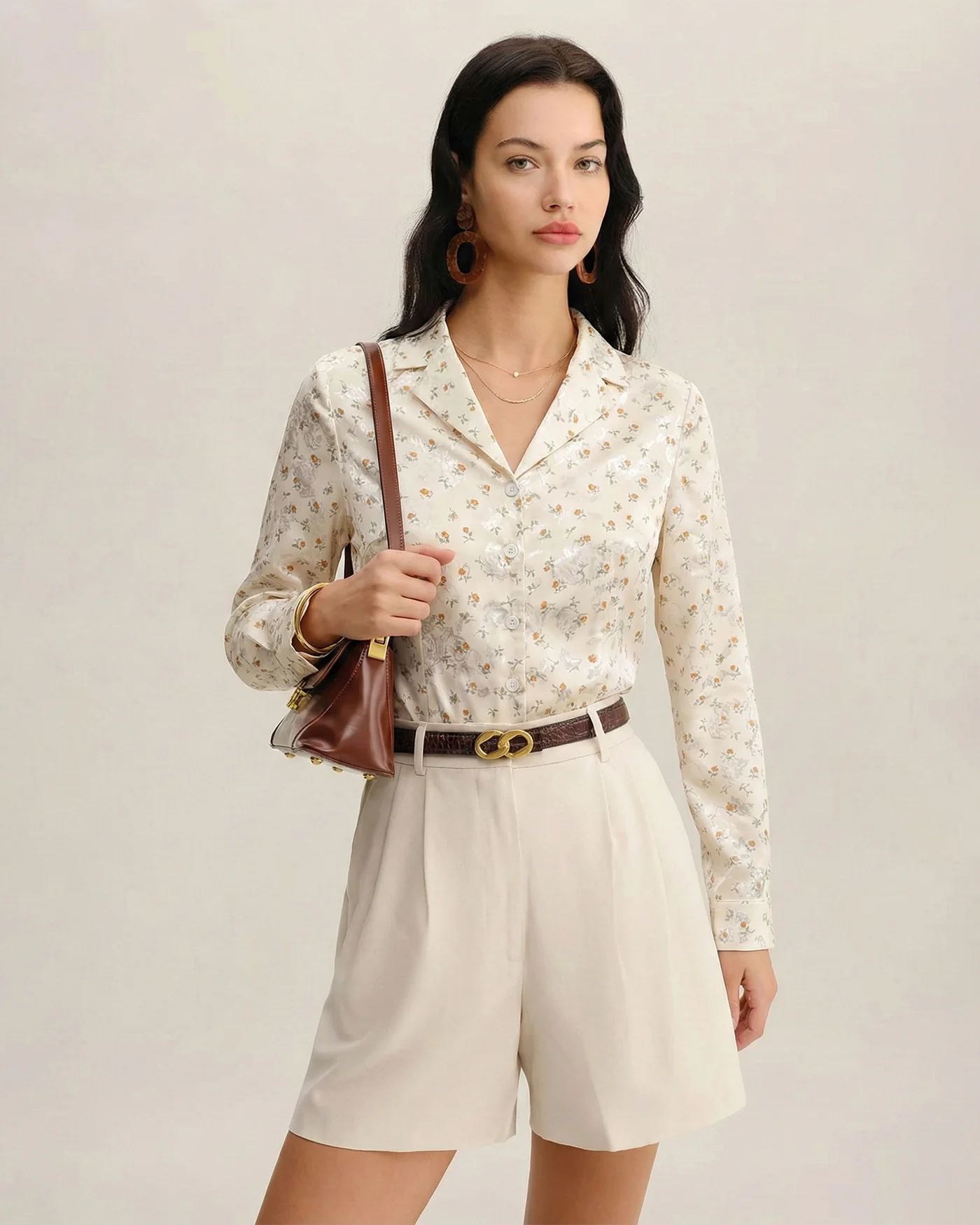 Apricot Floral Collar Blouse