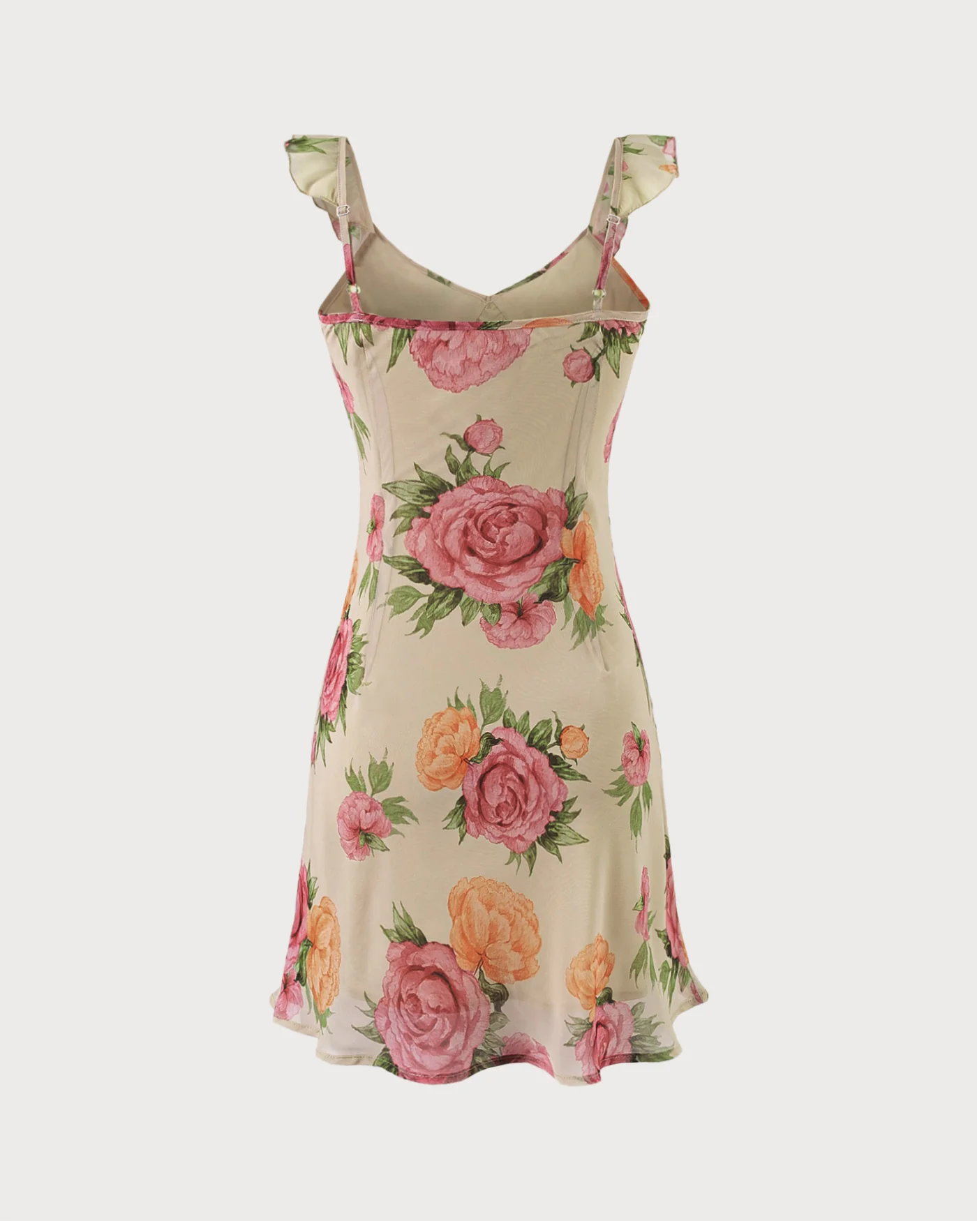 Apricot Floral Slip Mini Dress - Image 3