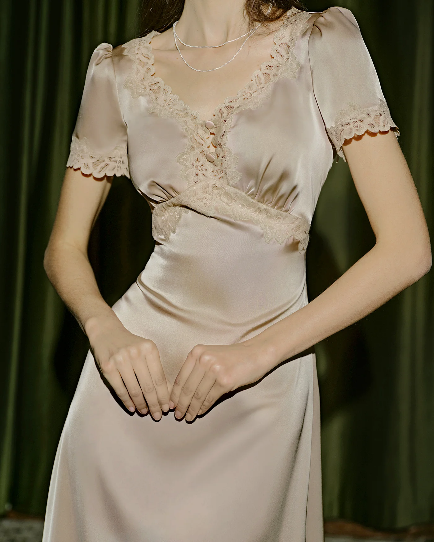 Apricot Lace Tunic Maxi Dresses - Image 4
