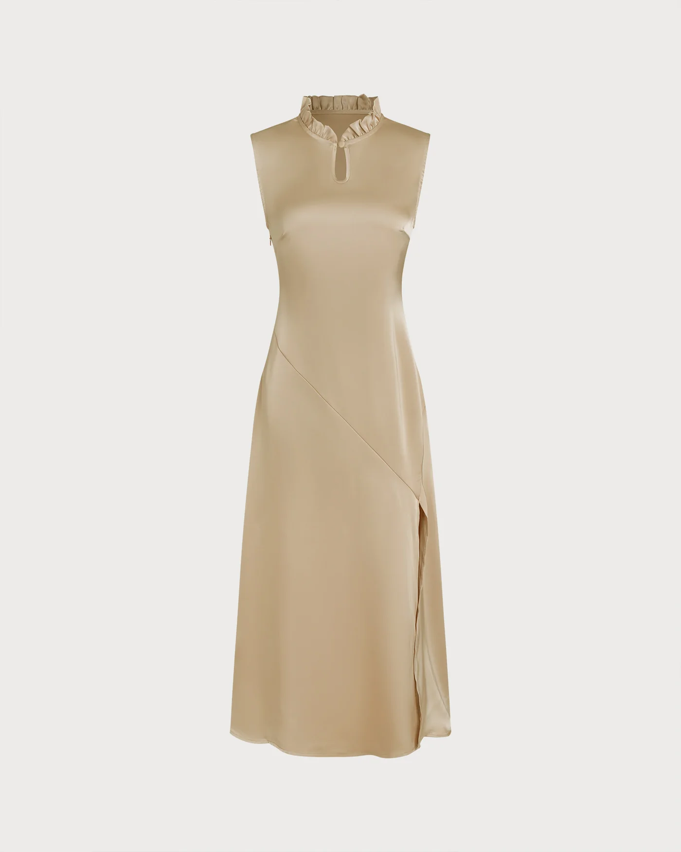 Apricot Ruffled Midi Dress