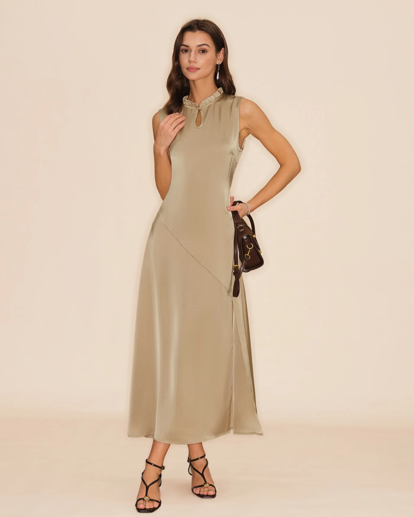 Apricot Ruffled Midi Dress - Image 2