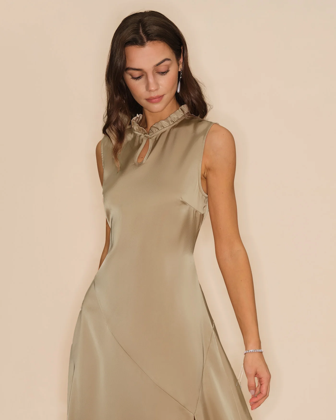 Apricot Ruffled Midi Dress - Image 4