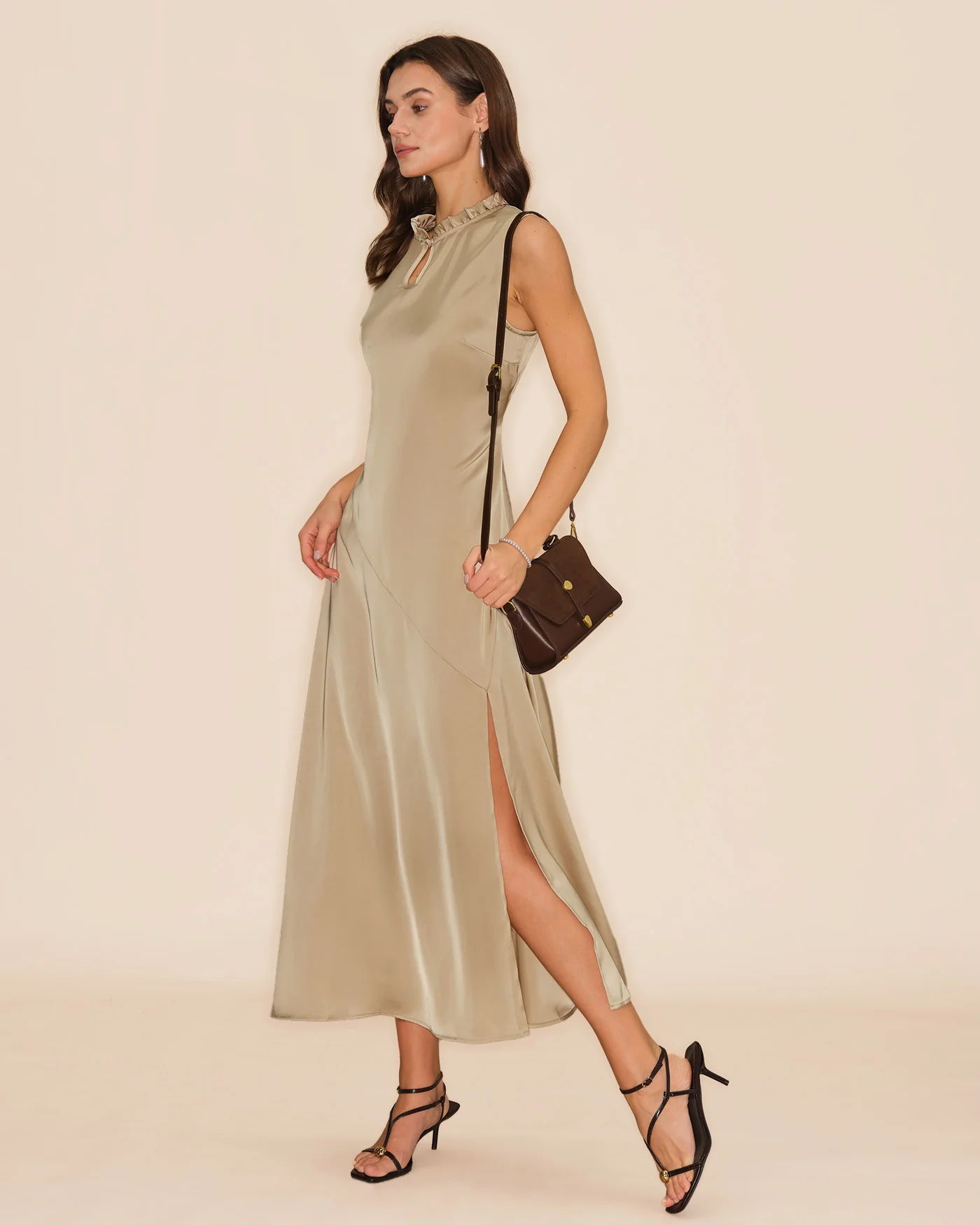 Apricot Ruffled Midi Dress - Image 5