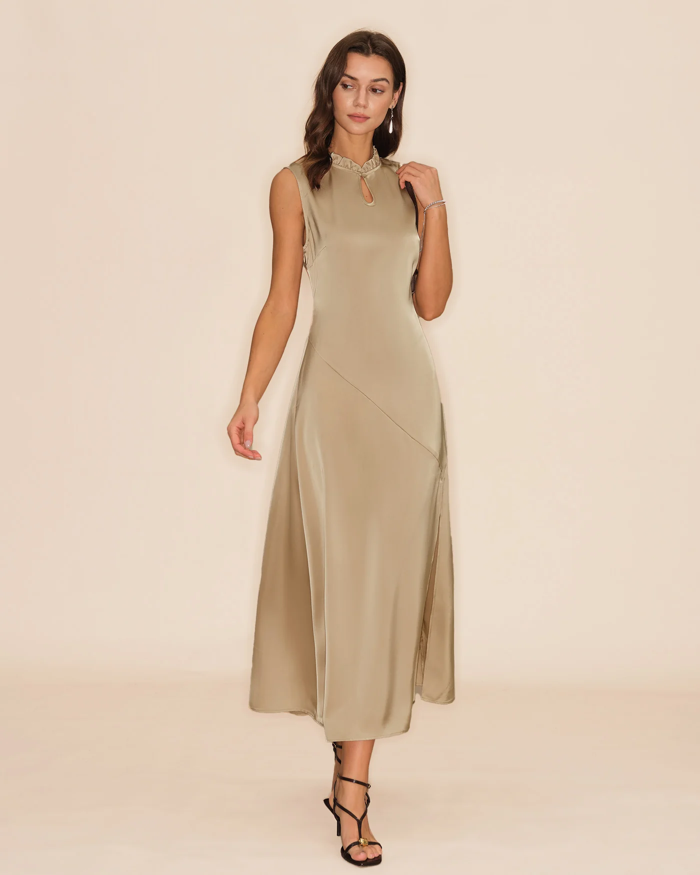 Apricot Ruffled Midi Dress - Image 6