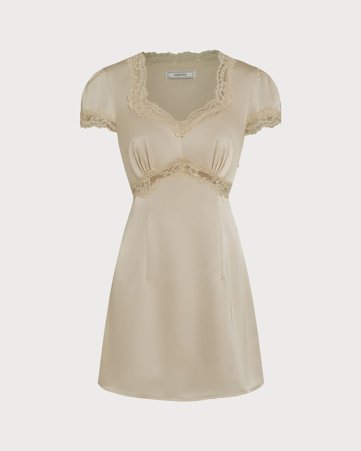Apricot Square Neck Lace Mini Dress - Image 7