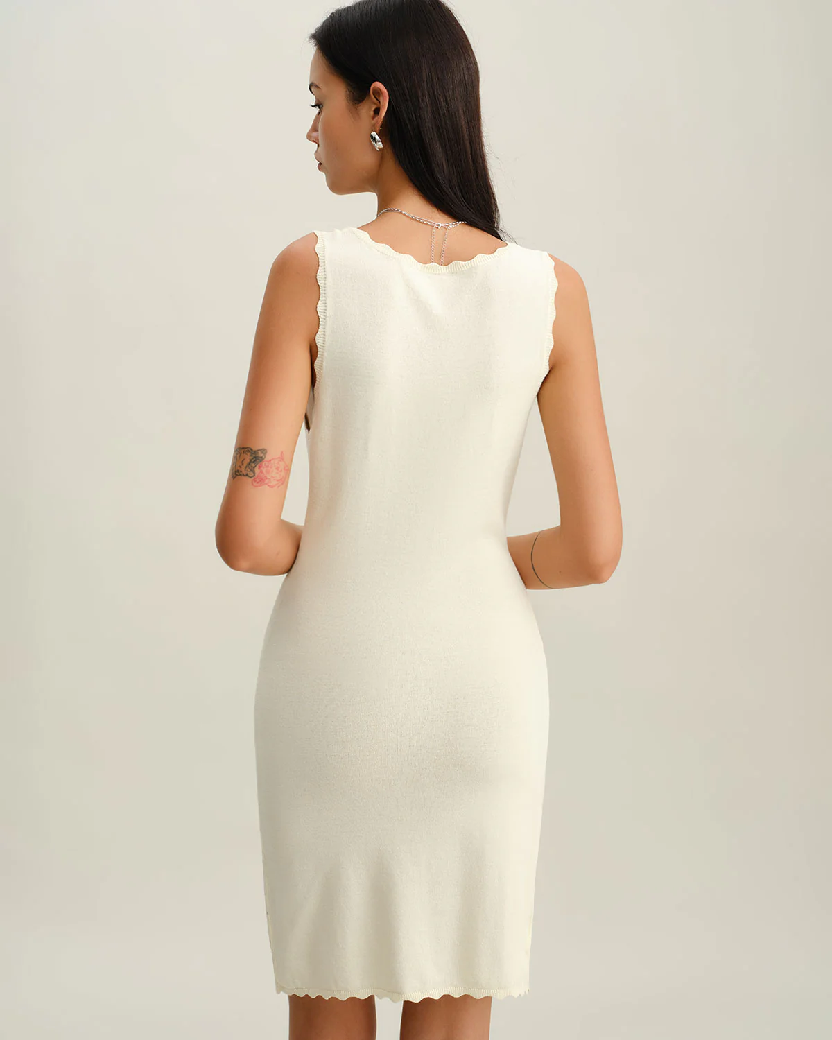 Apricot Square Neck Slip Sweater Dress - Image 5