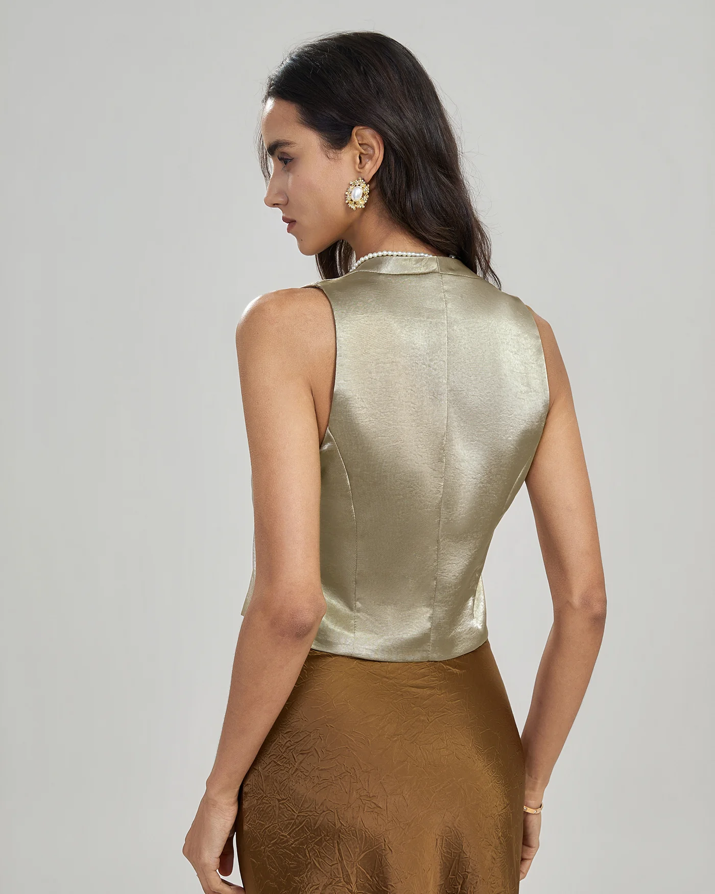 Apricot V Neck Button Vest - Image 5