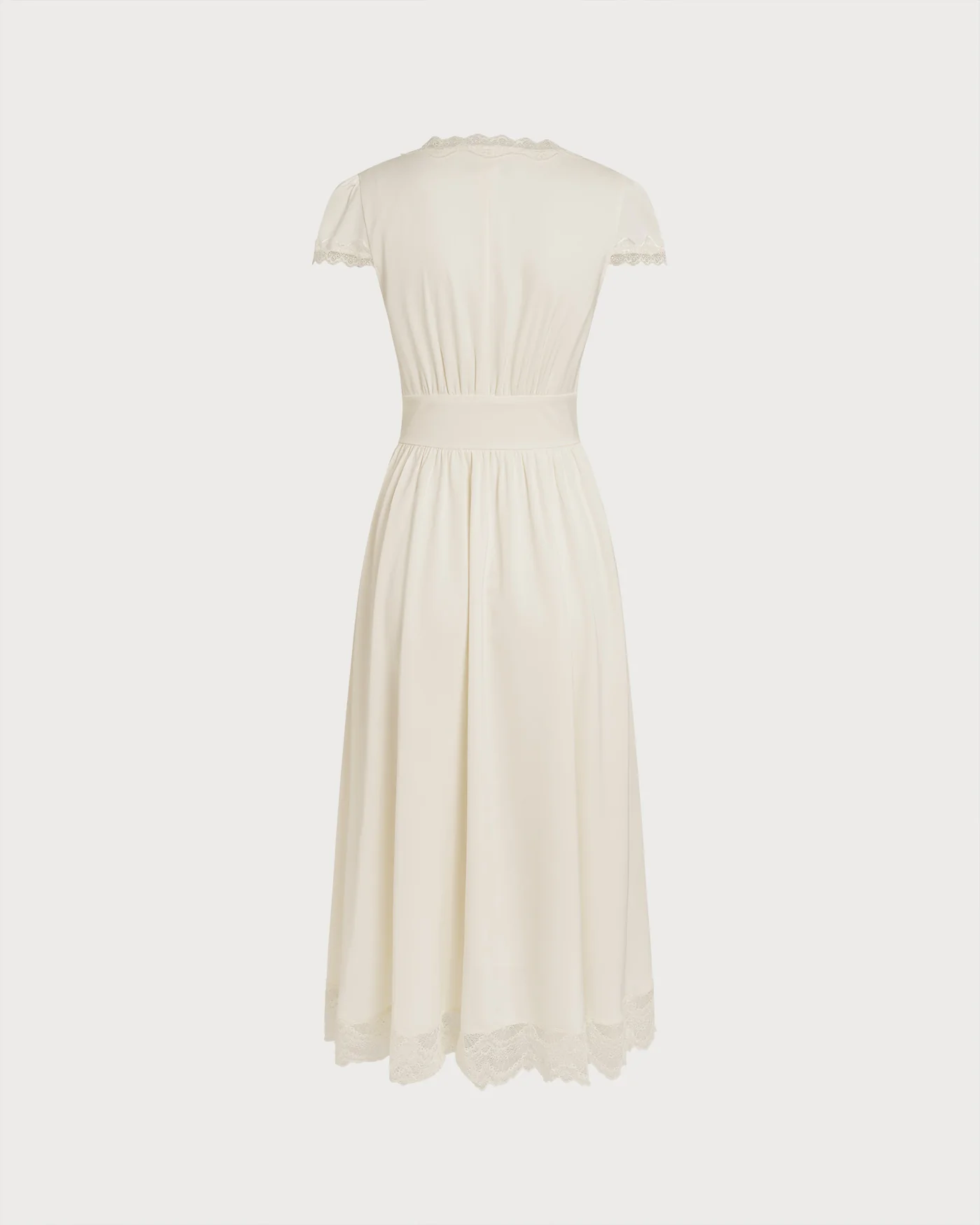 Apricot V Neck Lace Maxi Dress - Image 14