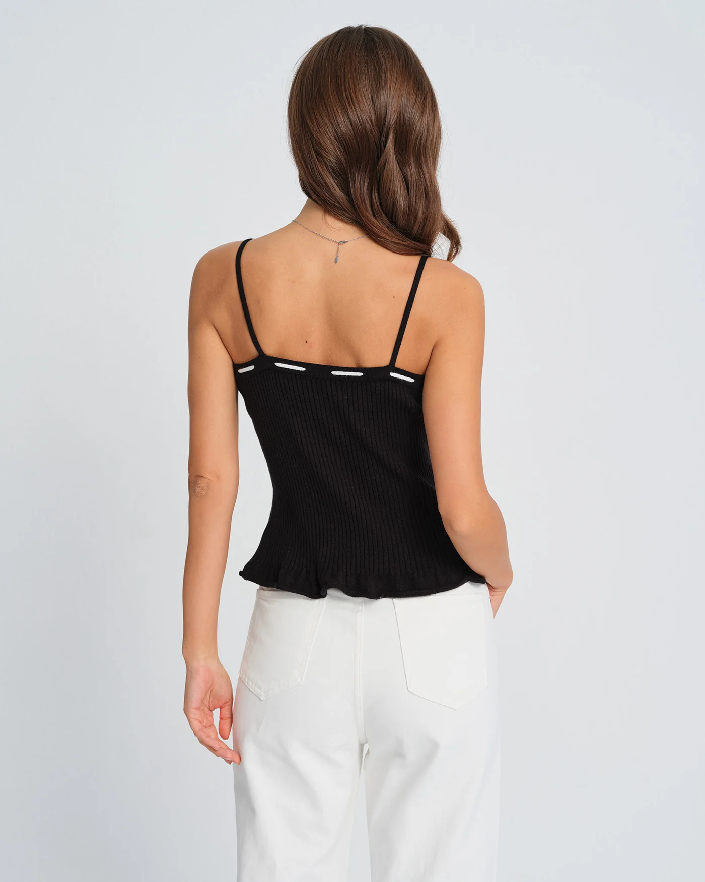 Black Contrasting Strapless Cami Top - Image 4