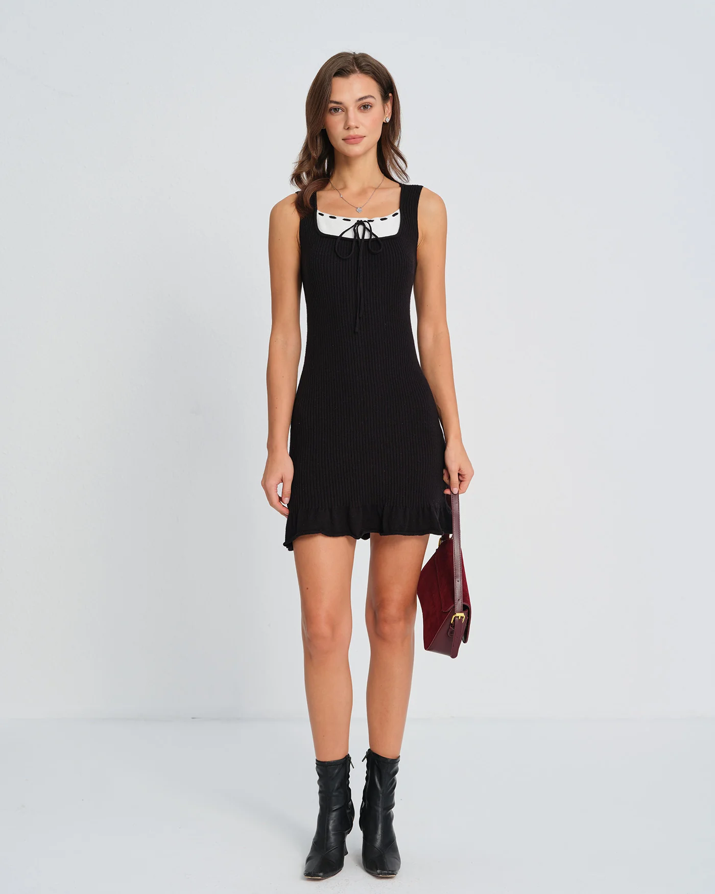 Black Contrasting Sweater Dress - Image 5