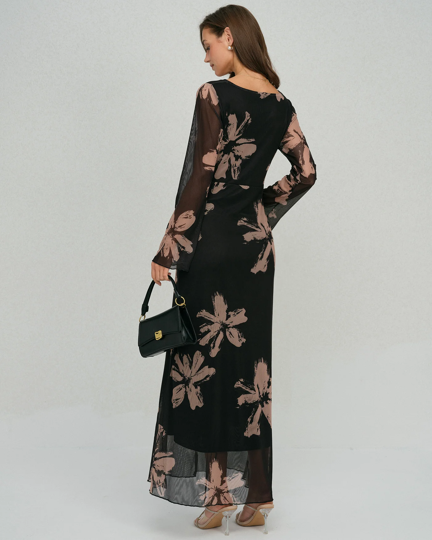 Black Floral Cowl Neck Maxi Dress - Image 5
