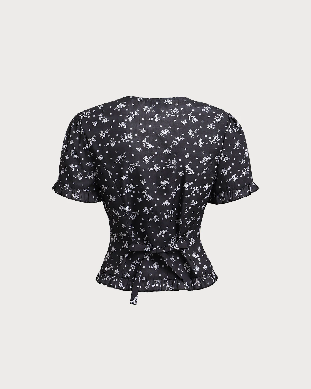 Black Floral Scoop Neck Blouse - Image 6
