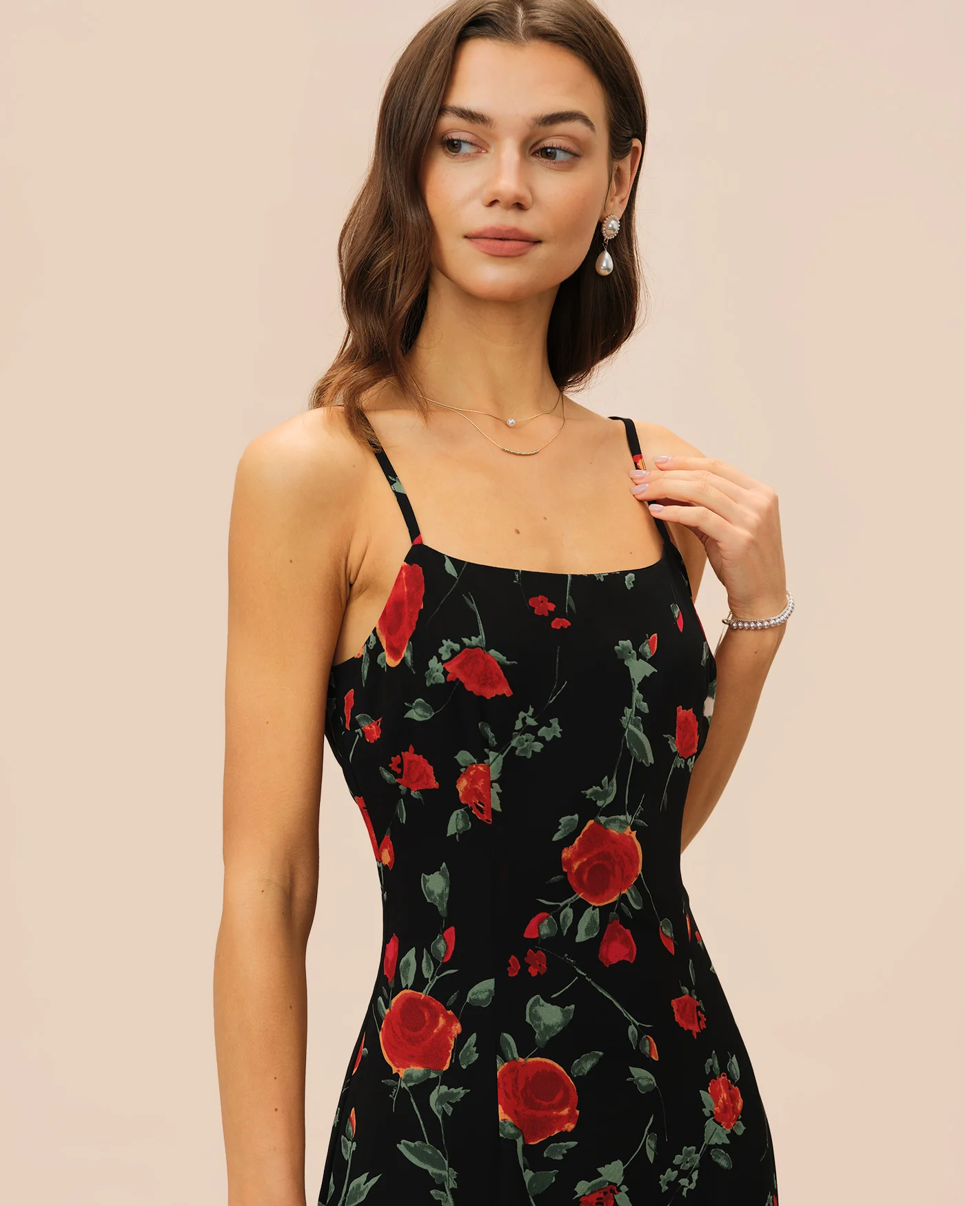 Black Floral Slip Chiffon Maxi Dress - Image 2