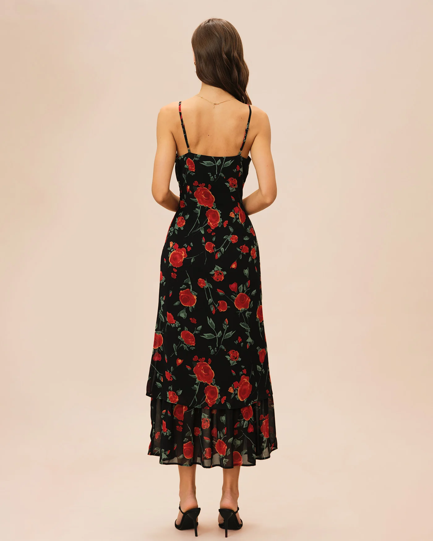 Black Floral Slip Chiffon Maxi Dress - Image 4