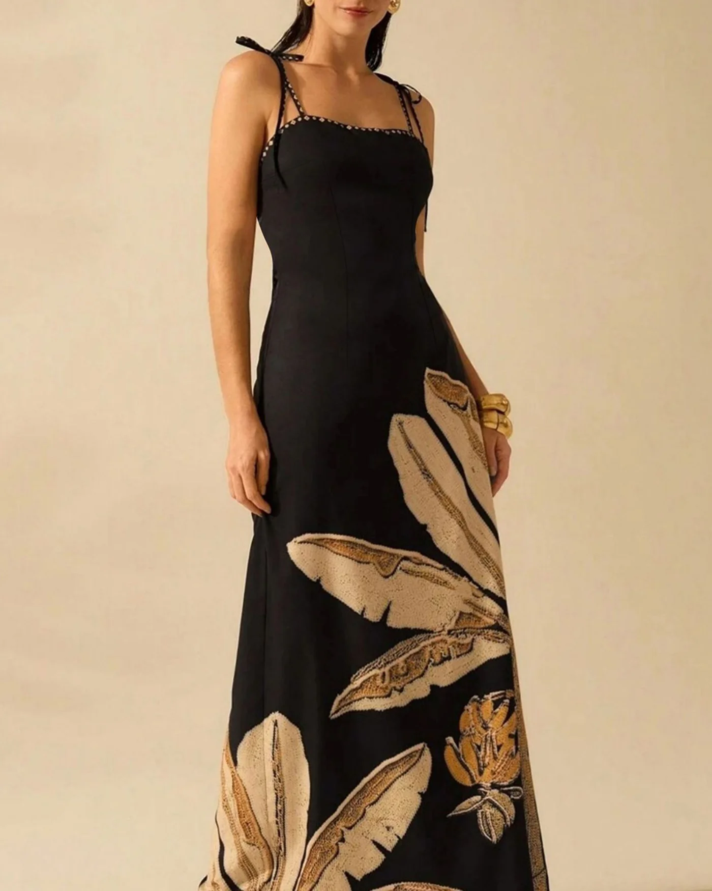 Black Floral Slip Maxi Dress - Image 2