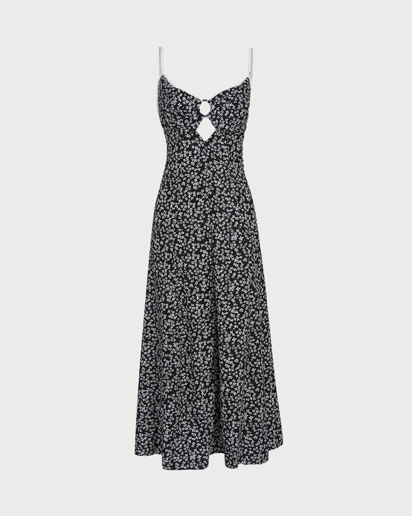 Black Floral Tie Straps Maxi Dress