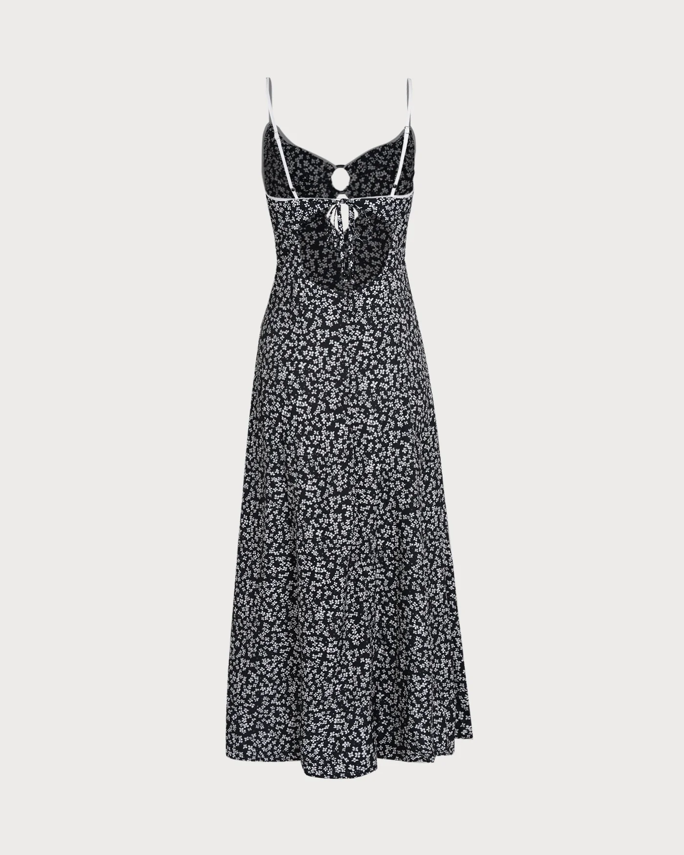 Black Floral Tie Straps Maxi Dress - Image 2