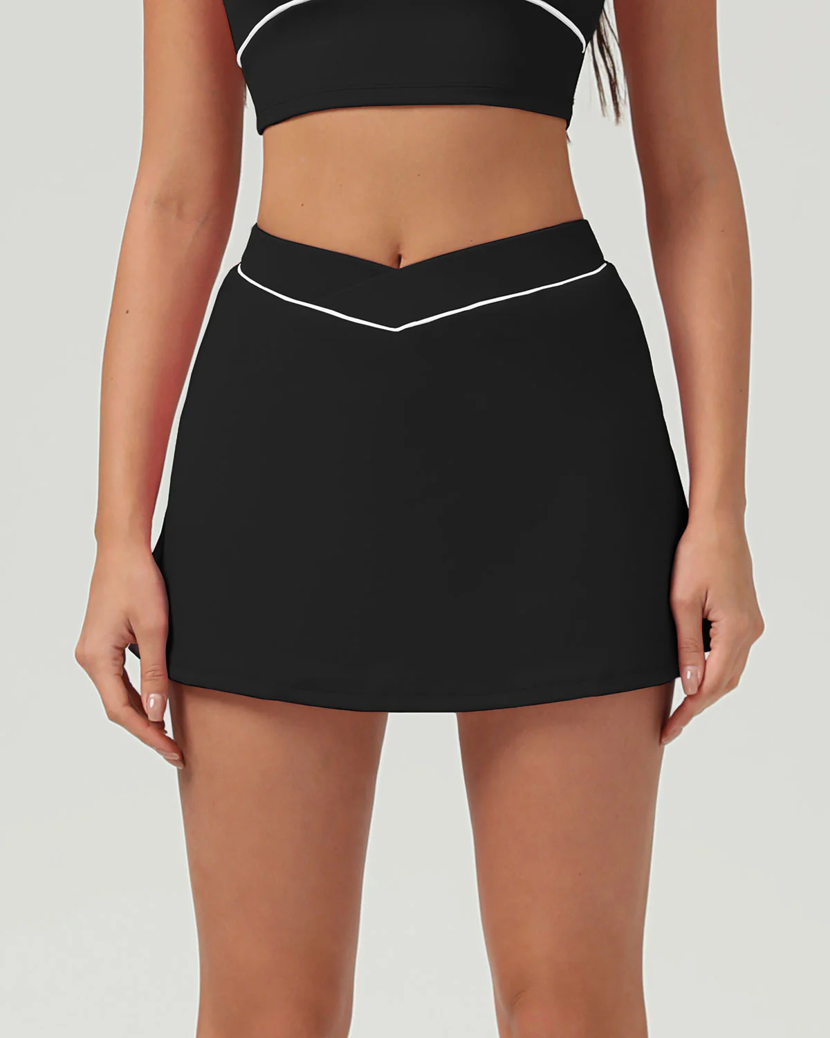 Black High Stretch A-Line Yoga Skirt