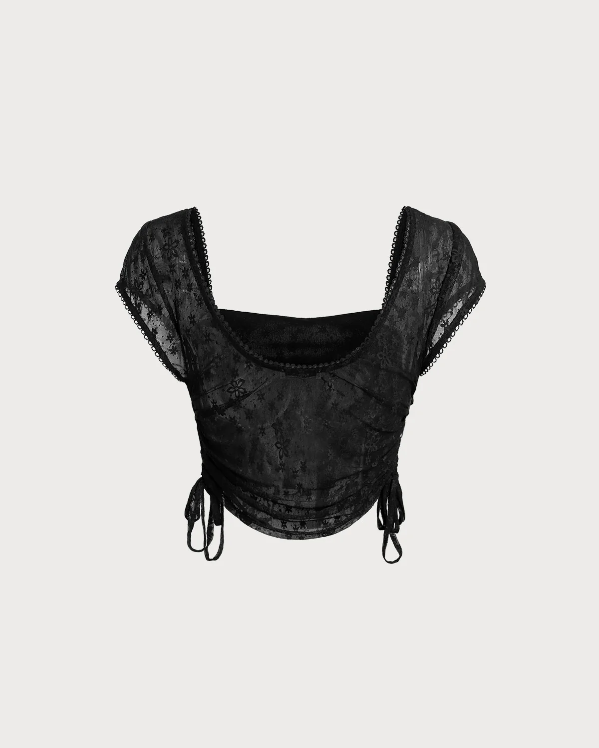 Black Mesh Cropped Tee - Image 6