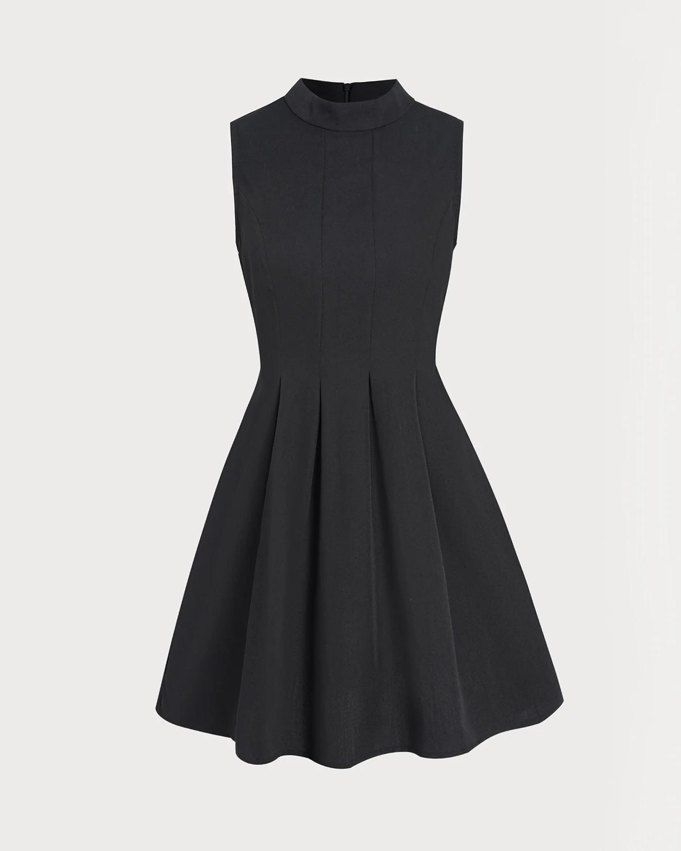 Black Mock Neck Ruched Sleeveless Mini Dress - Image 8
