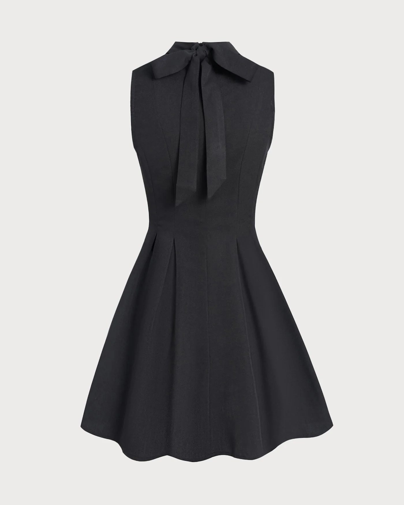 Black Mock Neck Ruched Sleeveless Mini Dress - Image 9