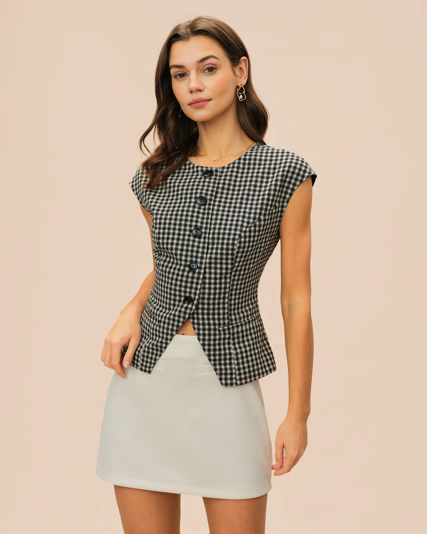 Black Plaid Viscose Tee - Image 3