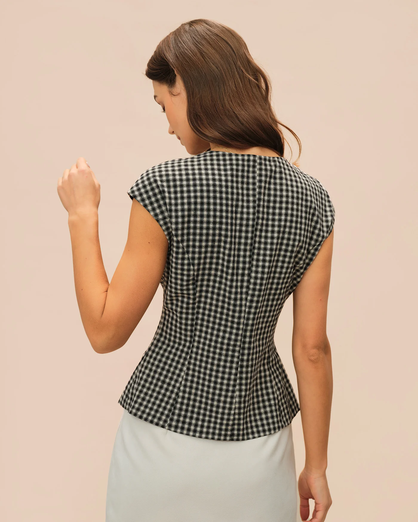 Black Plaid Viscose Tee - Image 4