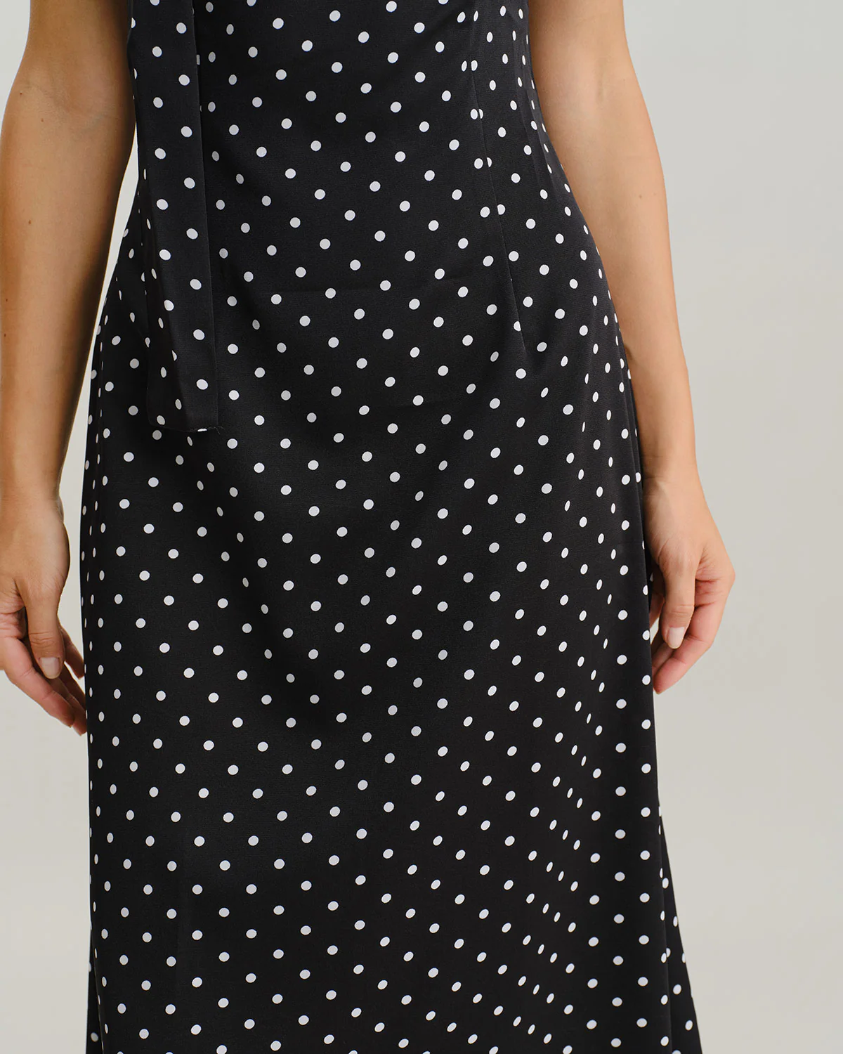 Black Polka Dot Cowl Neck Slip Maxi Dress - Image 3