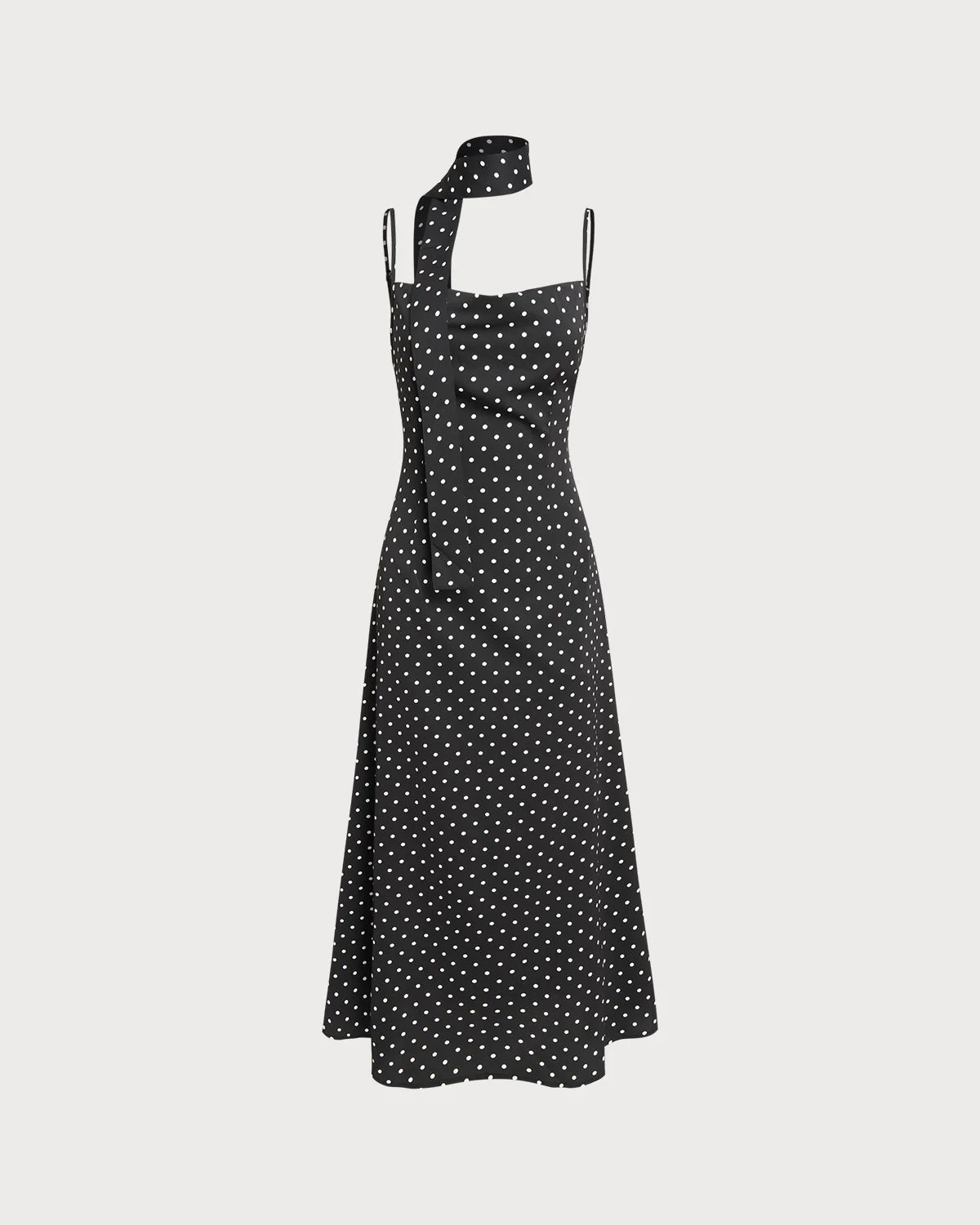 Black Polka Dot Cowl Neck Slip Maxi Dress - Image 7