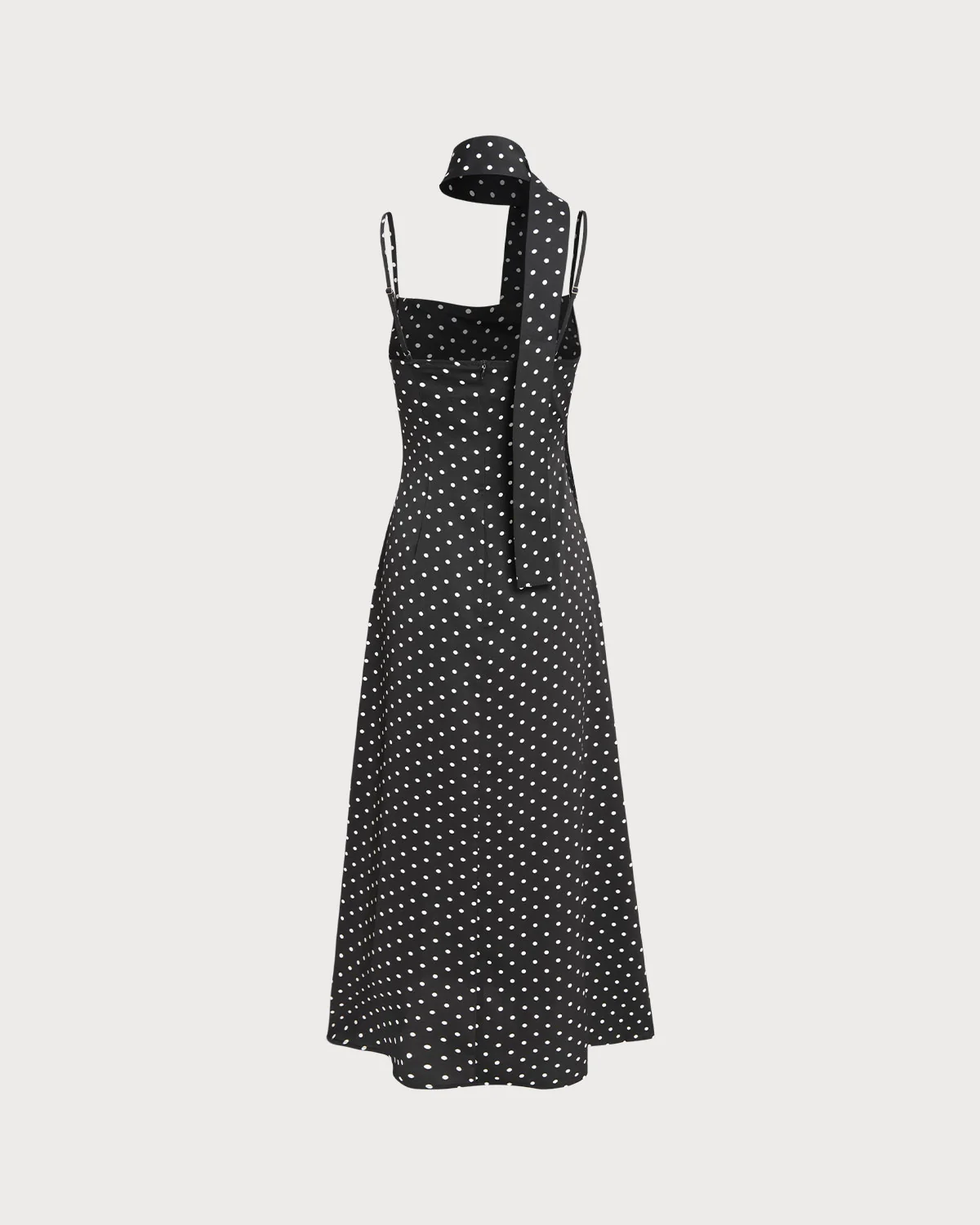 Black Polka Dot Cowl Neck Slip Maxi Dress - Image 8