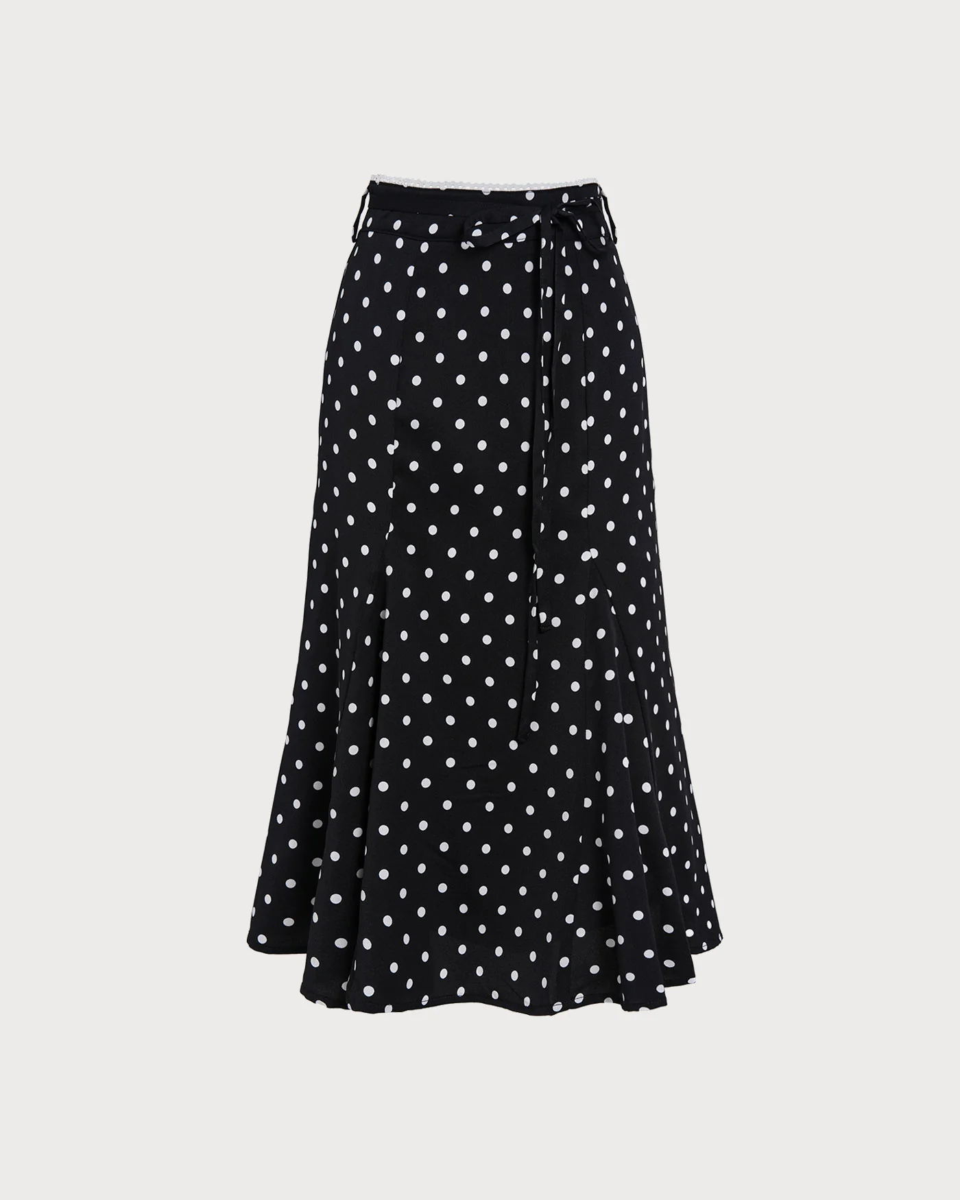 Black Polka Dot Mermaid Midi Skirt - Image 5