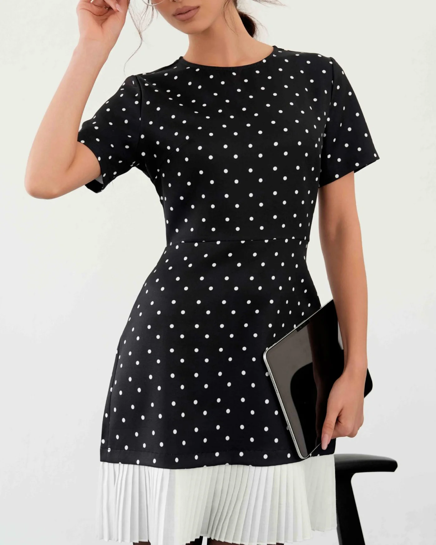 Black Polka Dot Mini Dress - Image 3