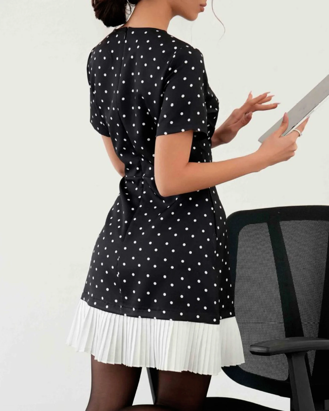 Black Polka Dot Mini Dress - Image 4
