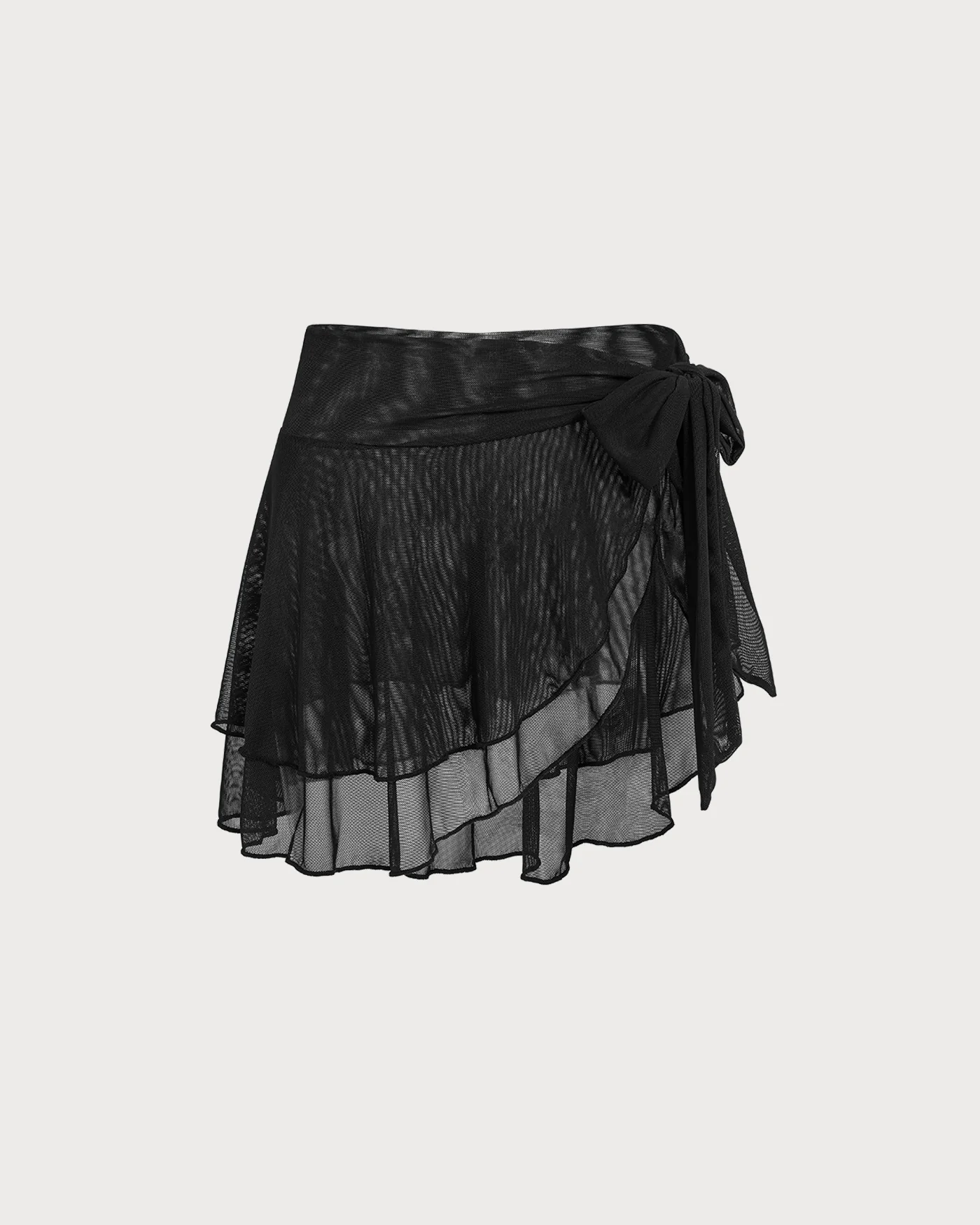 Black Ruffled Mesh Cover-up