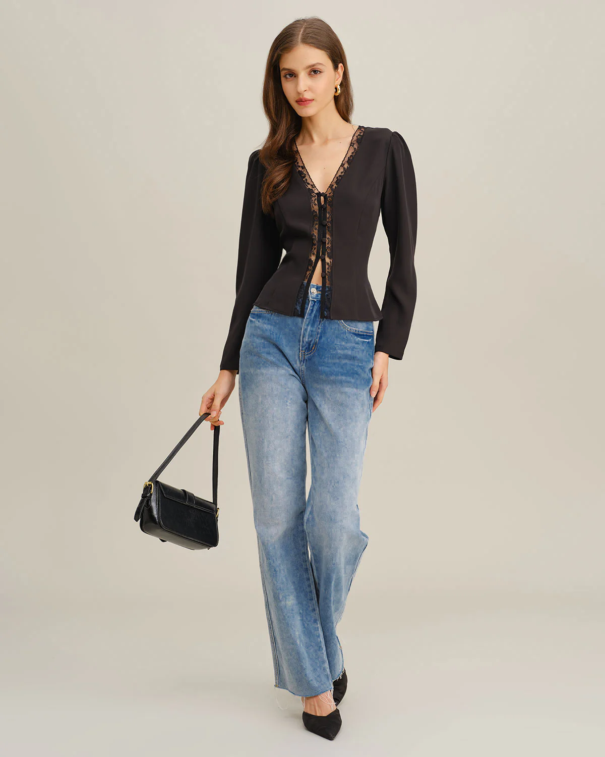 Black See Through Lace Blouse - Image 3