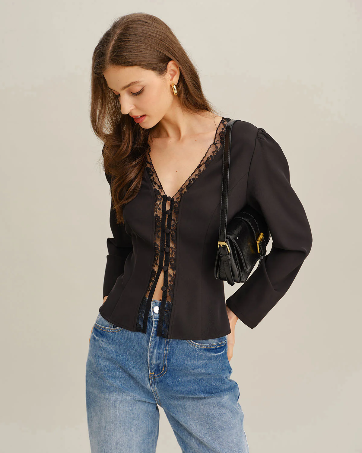 Black See Through Lace Blouse - Image 4