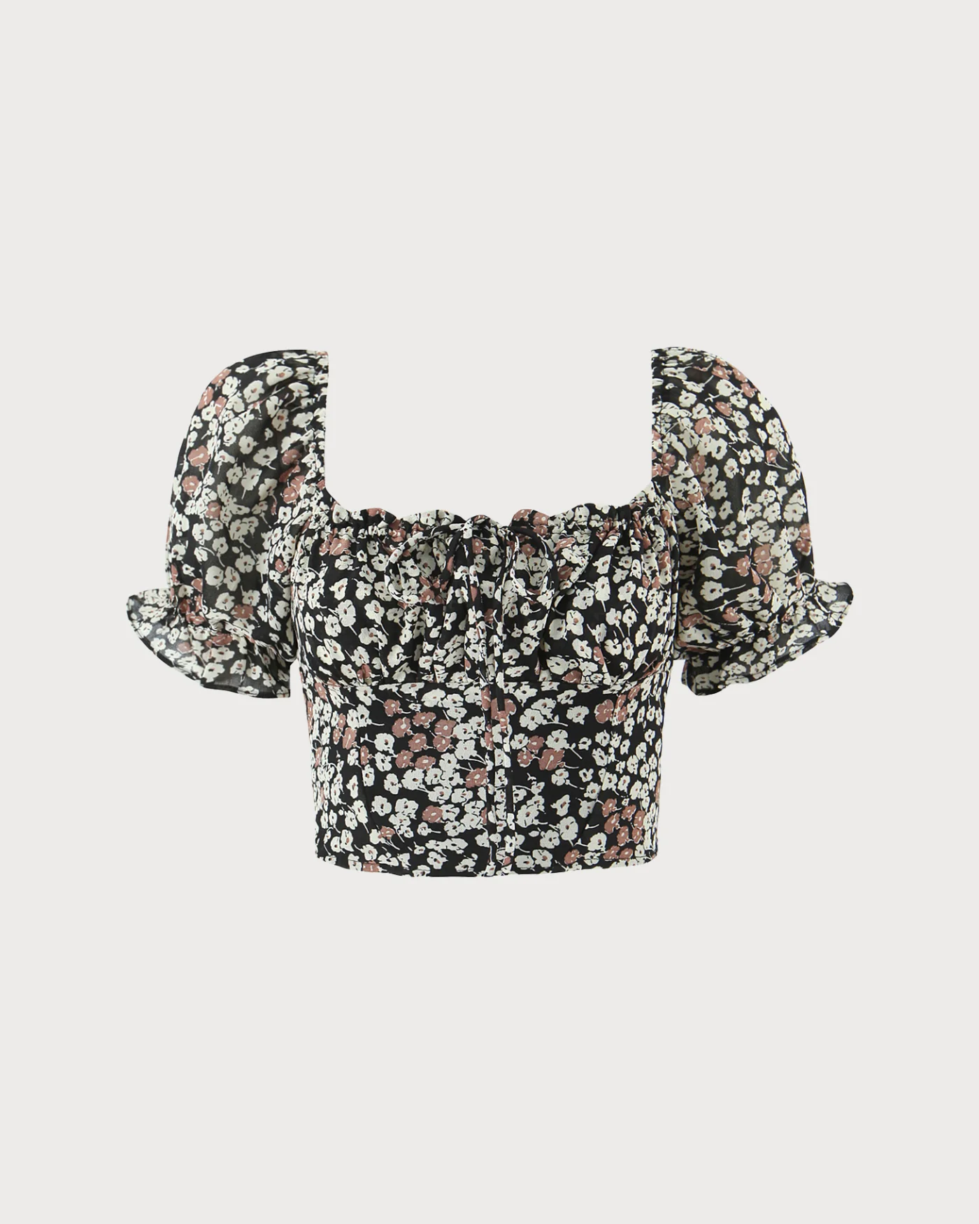 Black Square Neck Floral Tee - Image 4
