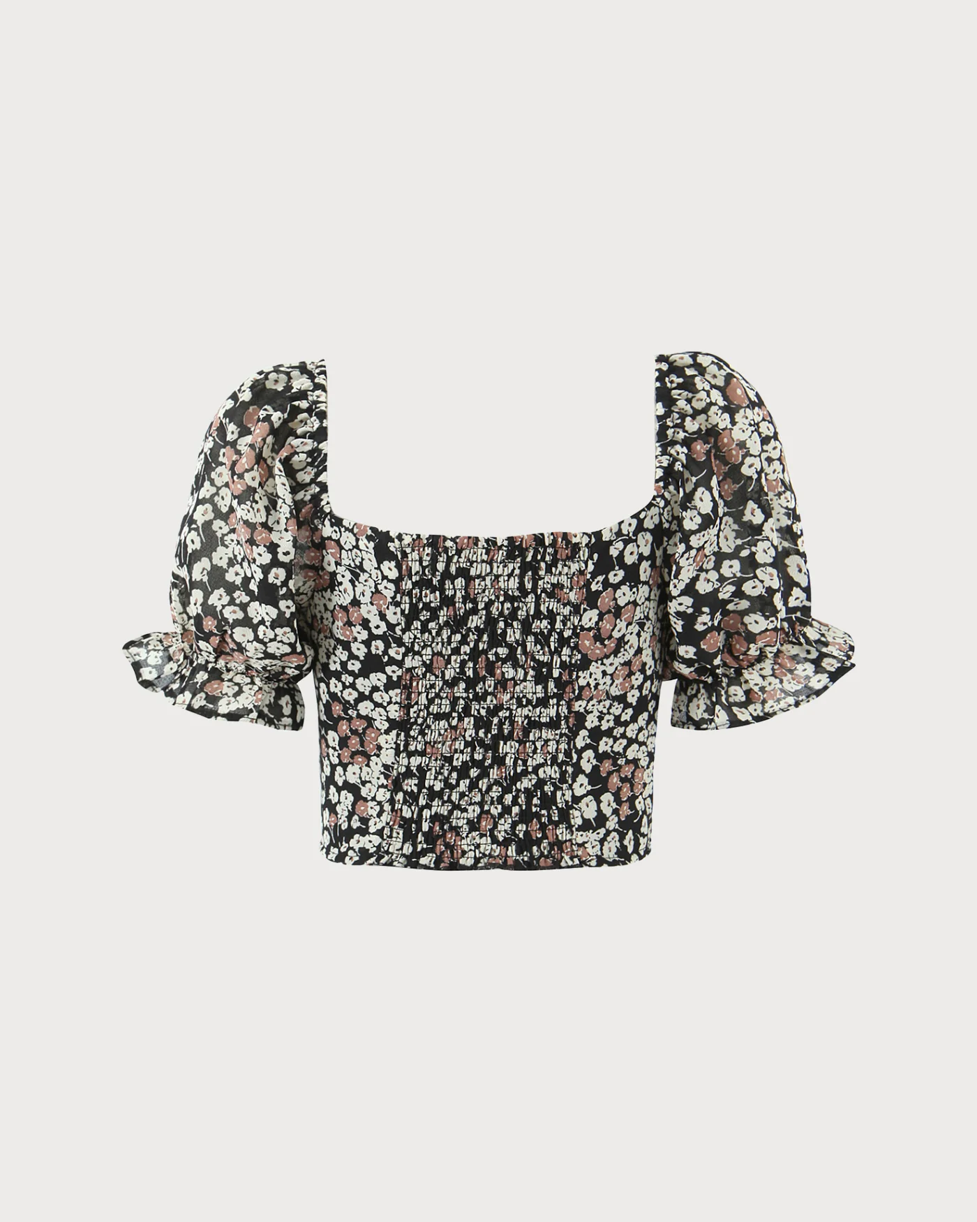 Black Square Neck Floral Tee - Image 5