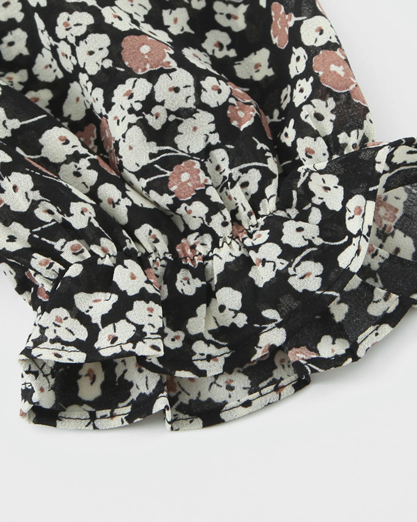 Black Square Neck Floral Tee - Image 6