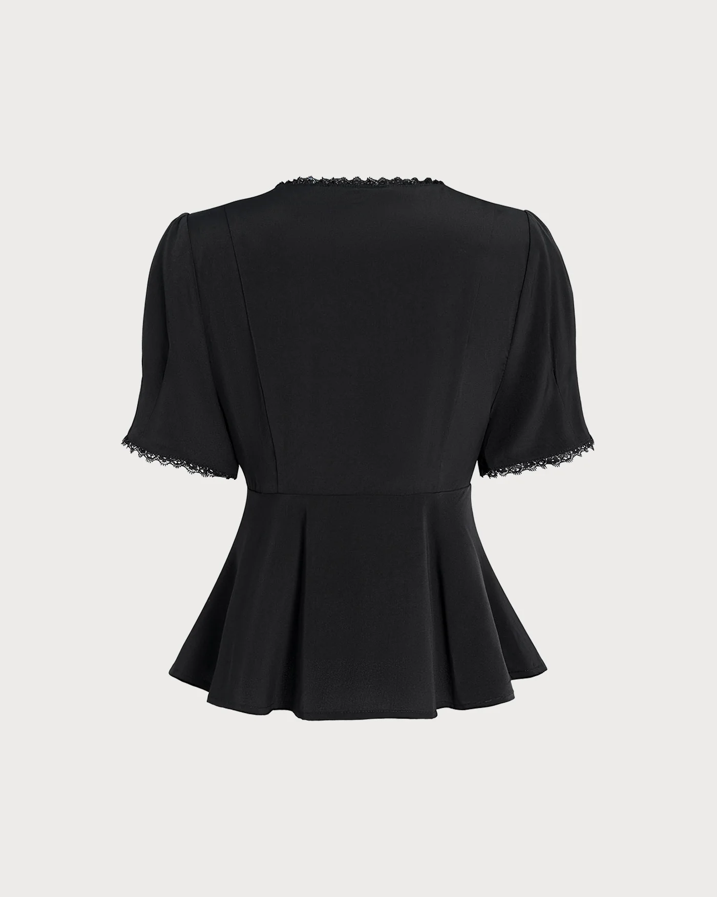 Black Square Neck Lace Blouse - Image 7