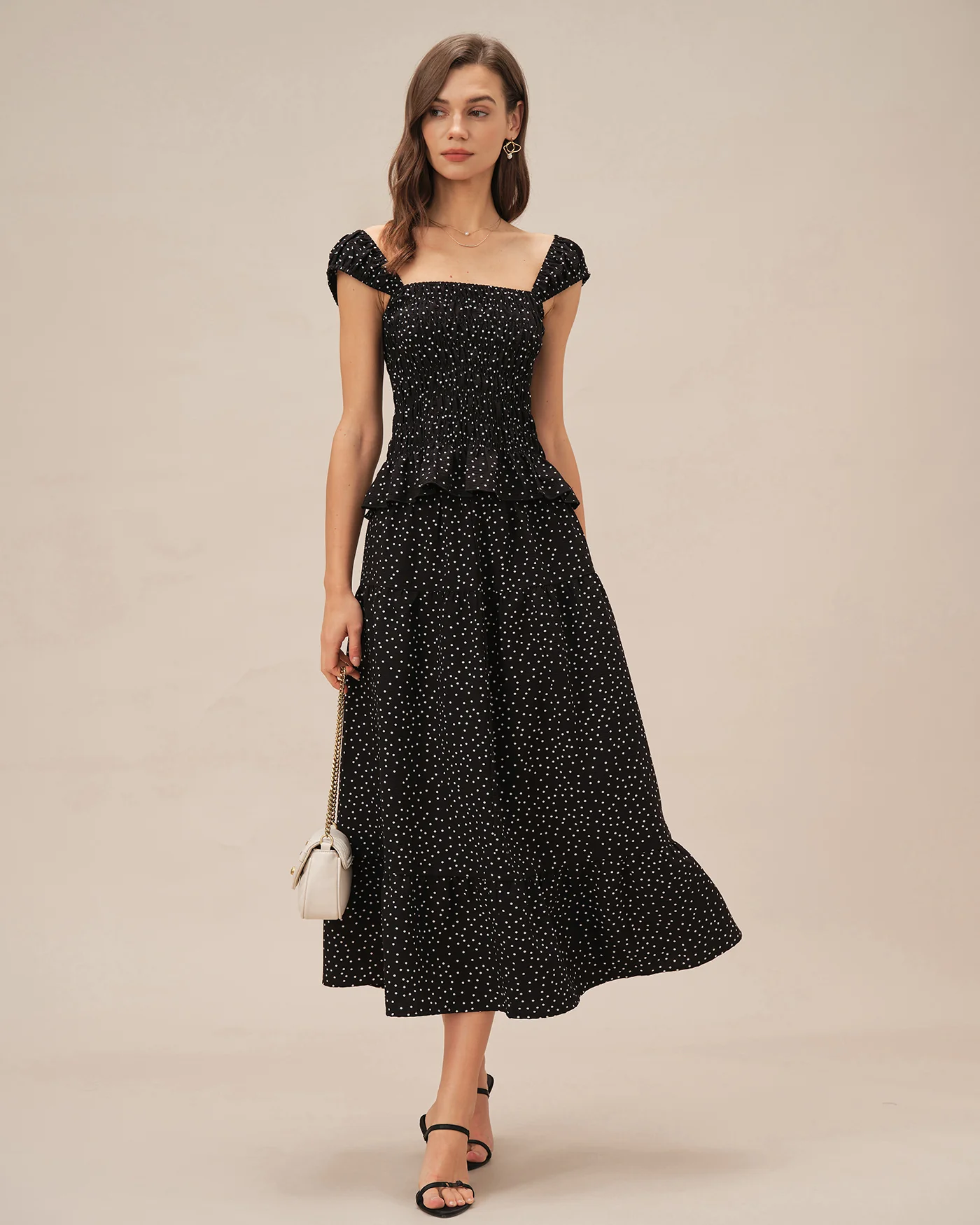 Black Square Neck Polka Dot Tank Top - Image 5