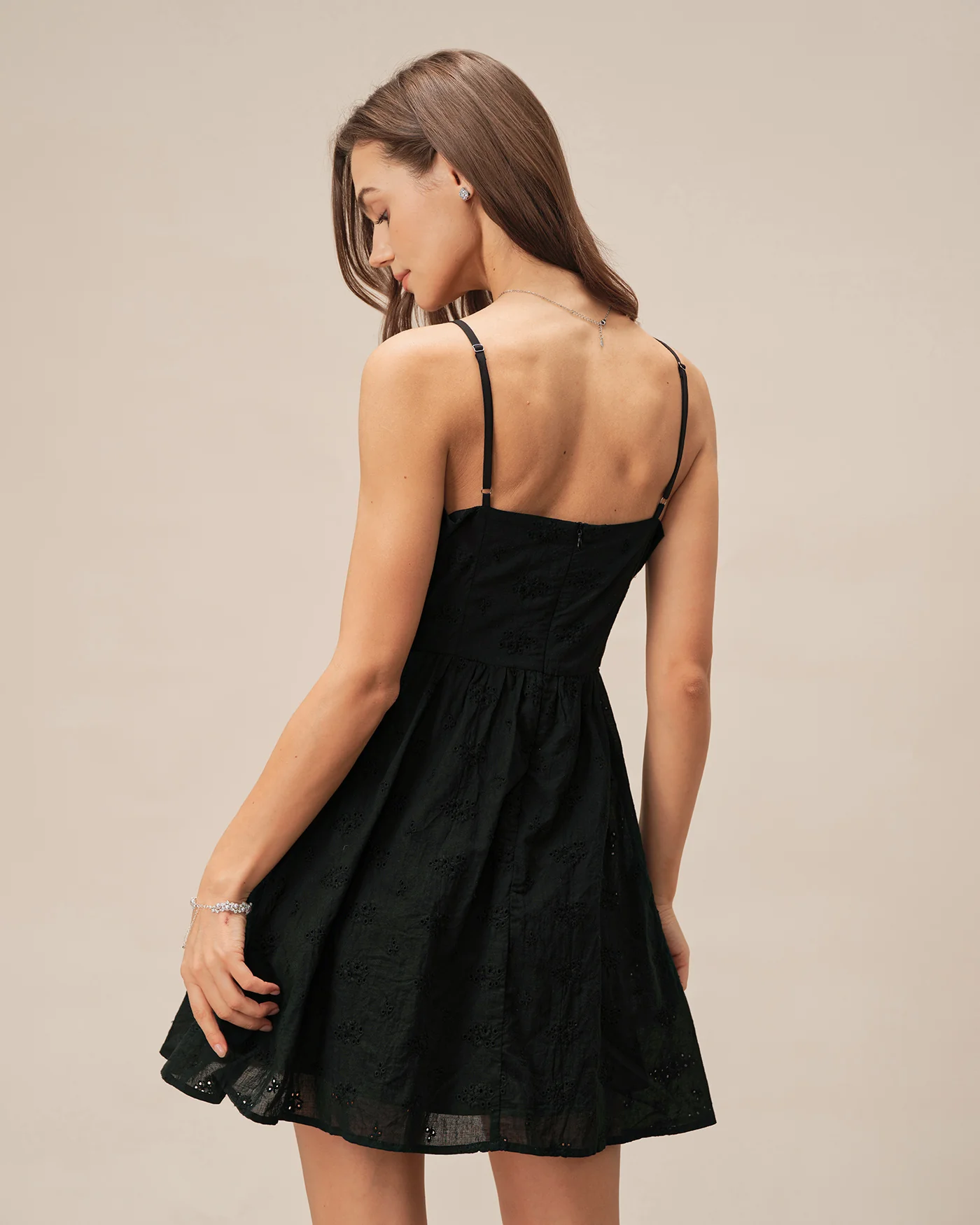 Black Sweetheart Neck Slip Mini Dress - Image 3