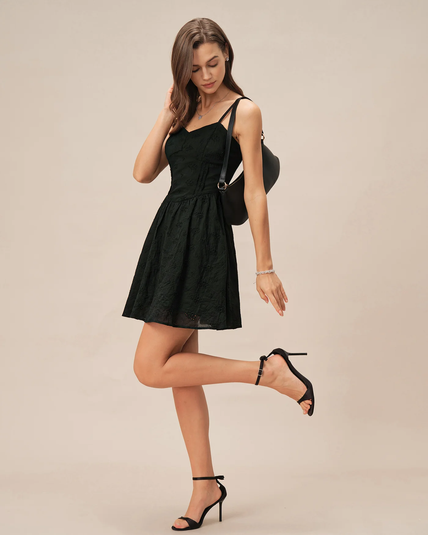 Black Sweetheart Neck Slip Mini Dress - Image 4