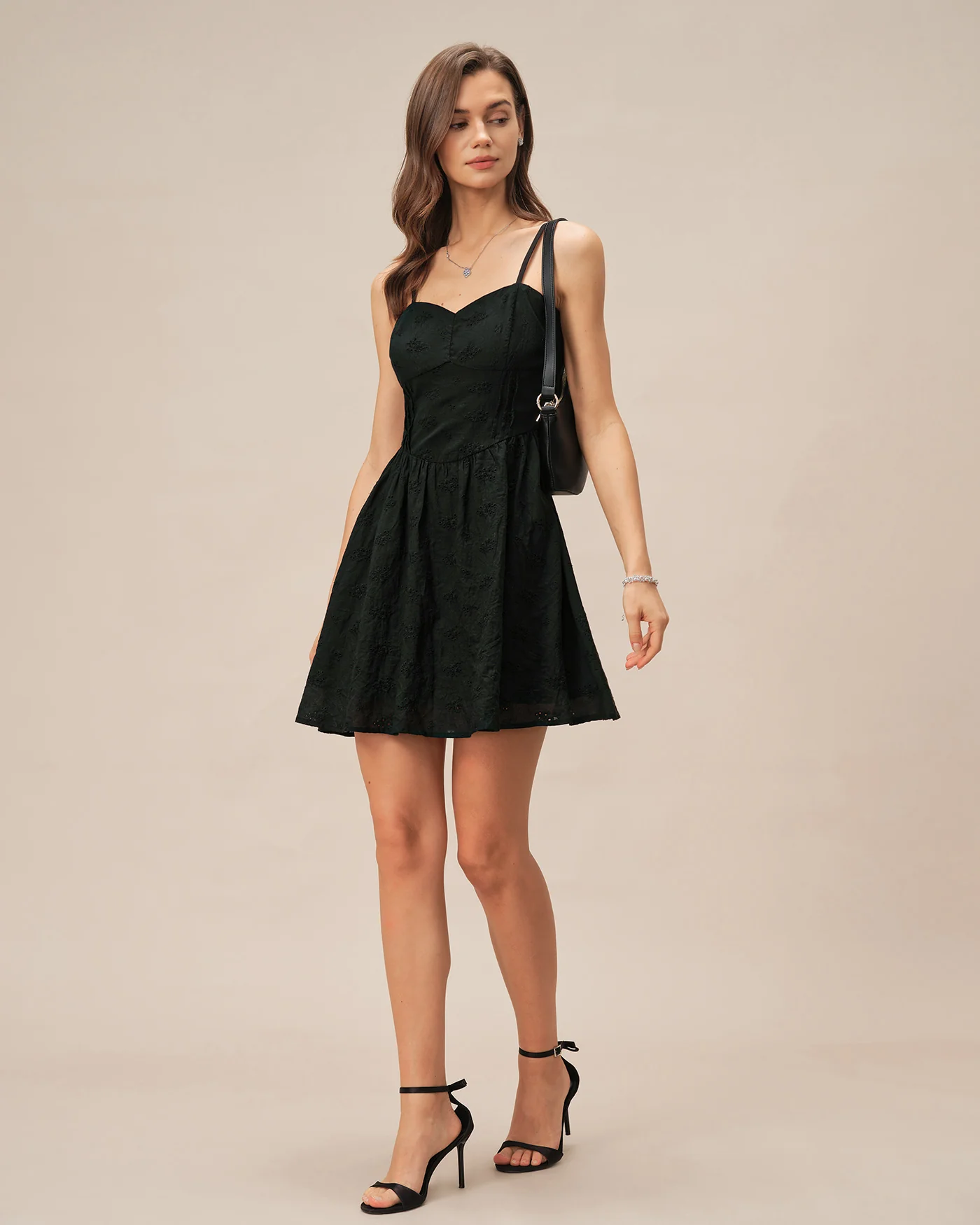 Black Sweetheart Neck Slip Mini Dress - Image 5