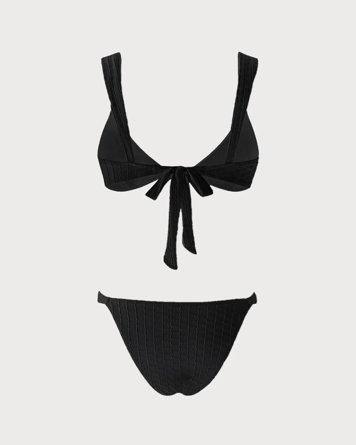 Black V Neck Bralette Bikini Set - Image 5
