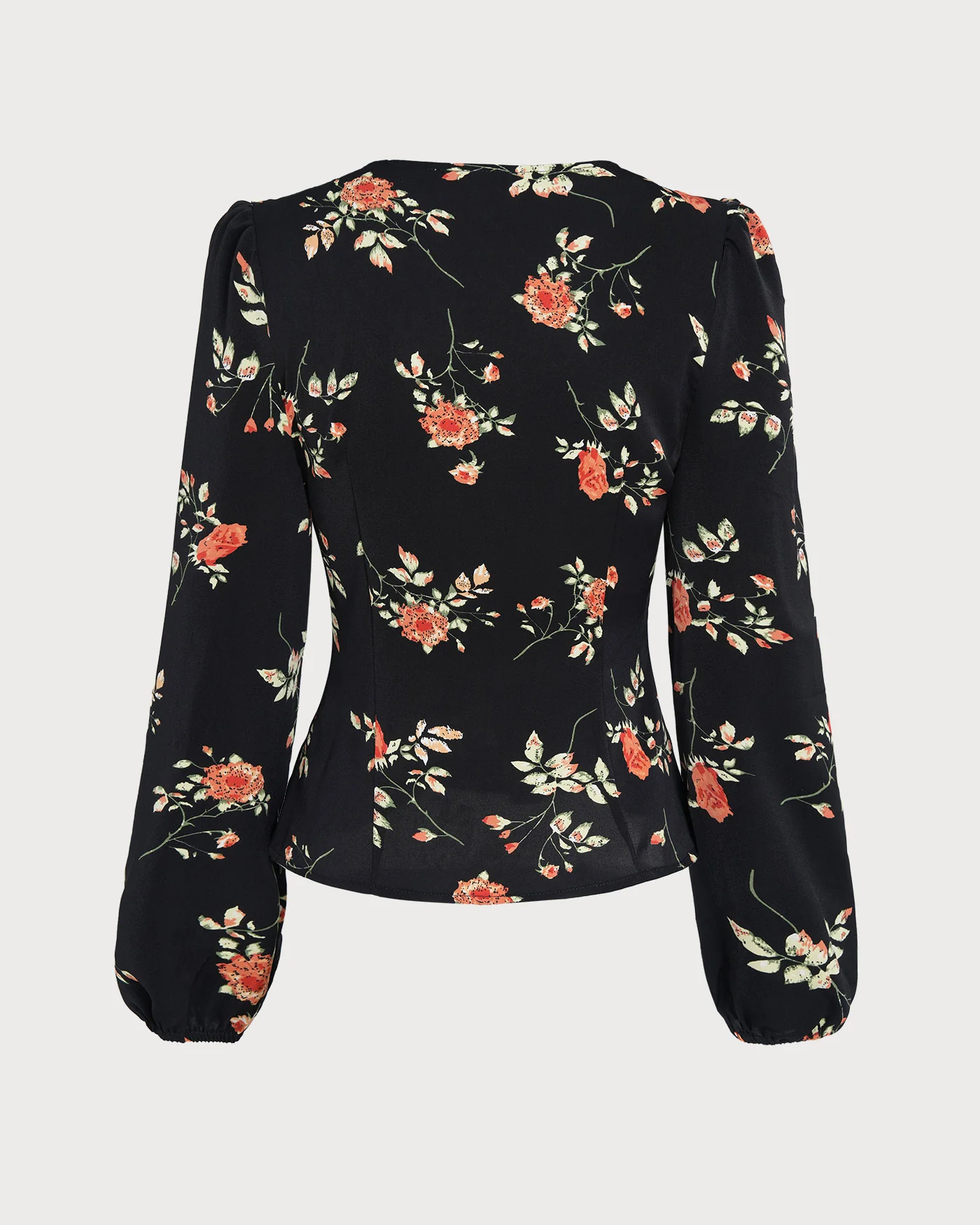 Black V Neck Floral Blouse - Image 6