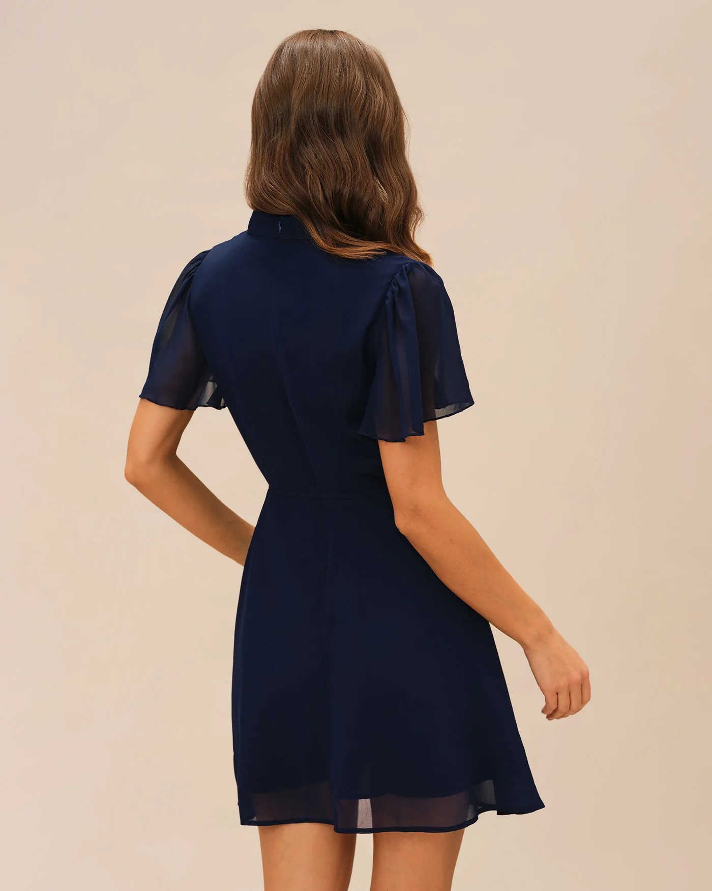 Blue Butterfly Sleeve Mini Dress - Image 4