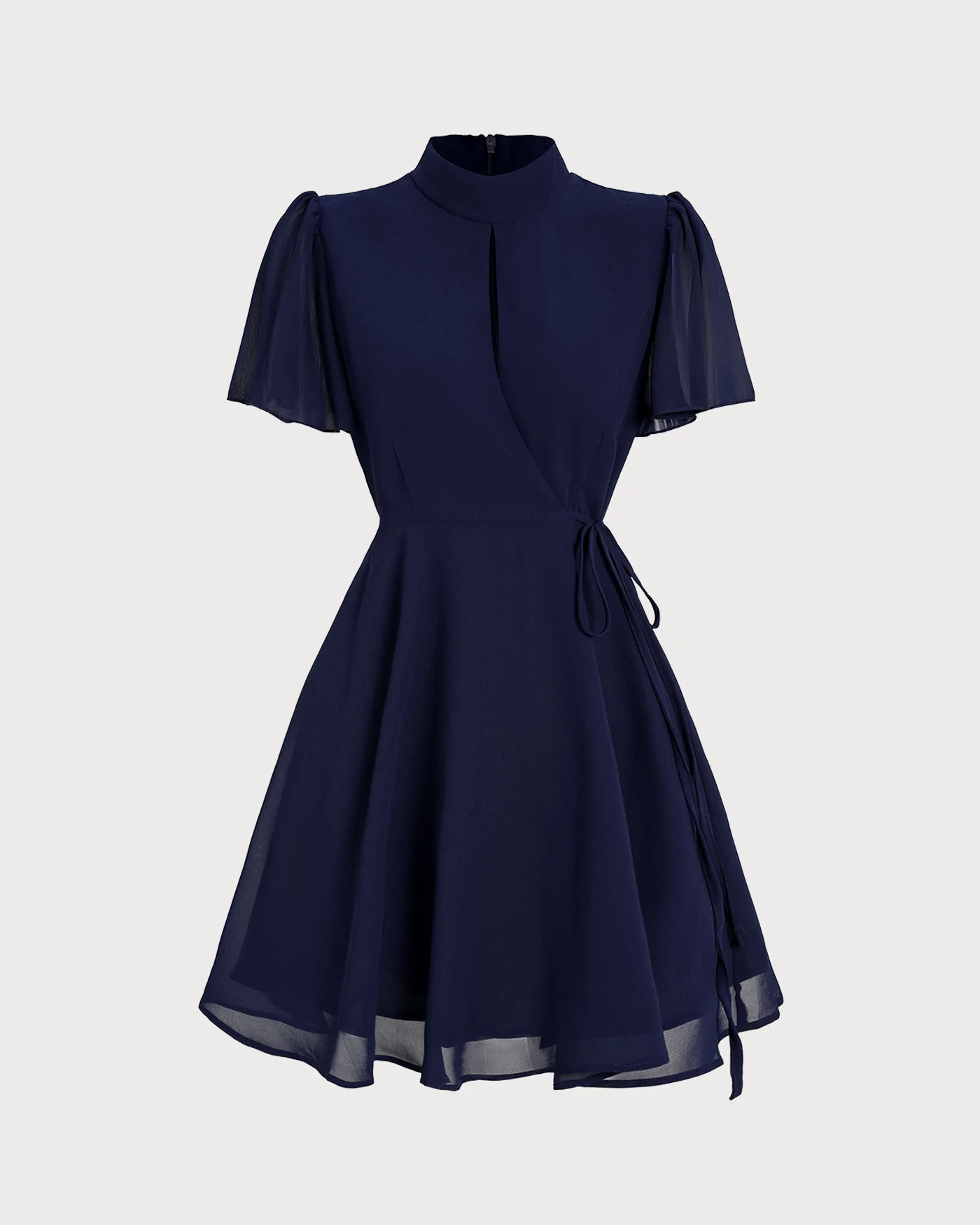 Blue Butterfly Sleeve Mini Dress - Image 7